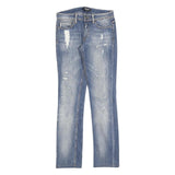 JUST CAVALLI Womens Jeans Blue Slim Straight Denim Light W29 L32 Distressed