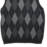 APT 9 Mens Black & Grey Patterned Sleeveless V-Neck Cotton Jumper XL Argyle Knit