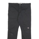 DICKIES Mens Cotton Blend Black Slim Straight Trousers W32 L30 Workwear