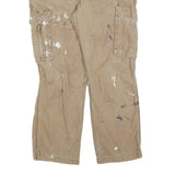 CARHARTT Mens Relaxed Fit Beige Cargo Trousers W36 L30 Workwear Utility Zip