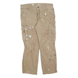 CARHARTT Mens Relaxed Fit Beige Cargo Trousers W36 L30 Workwear Utility Zip