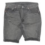 LEVI'S Womens Grey Denim Casual Shorts L W34 Distressed Cuffed Hem