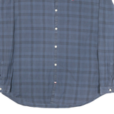 TOMMY HILFIGER Mens Blue Check Shirt XL Button-Down Collar Long Sleeve Cotton