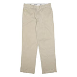 DICKIES Mens Regular Fit Beige Workwear Cotton Blend Trousers W32 L30 Zip