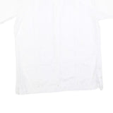 ROMANI Mens White Cotton Blend Short Sleeve Shirt L Embroidered Casual