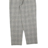 Womens Grey Wool Blend Regular Fit Straight Leg Trousers W26 L26 Classic Check