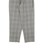 Womens Grey Wool Blend Regular Fit Straight Leg Trousers W26 L26 Classic Check