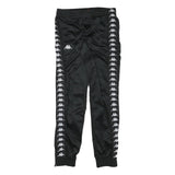 KAPPA Mens Joggers Black & White Slim Tapered S W27 L28 Logo Tape Casual