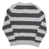 TOMMY HILFIGER Mens Grey & Dark Grey Striped Patterned Crew Neck Basic Knit