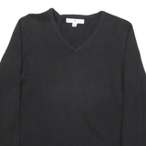 TOMMY HILFIGER Womens Black Plain V-Neck Basic Knit M Cotton Blend Jumper