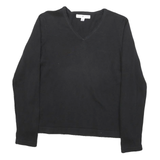 TOMMY HILFIGER Womens Black Plain V-Neck Basic Knit M Cotton Blend Jumper