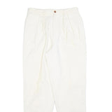 ESSENTIALS Womens Cotton Blend White Regular Fit Straight Trousers W28 L30