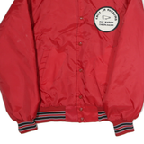 Mens Red Plain Varsity Button Jacket M Polyester Sports Casual Bomber Style