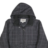 LEVI'S Mens Black & Grey Check Zip Jacket L Polyester Blend Casual Outdoor
