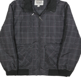 LEVI'S Mens Black & Grey Check Zip Jacket L Polyester Blend Casual Outdoor