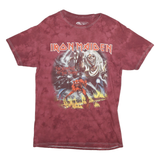 GLOBAL Mens Red Graphic T-Shirt M Short Sleeve Crew Neck Iron Maiden Band