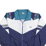 LI-NING Womens Blue & White Polyester Blend Zip Jacket 2XL Colourblock Retro