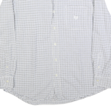 CHAPS Mens White & Navy Check Casual Shirt L Cotton Long Sleeve Button Collar