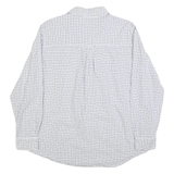 CHAPS Mens White & Navy Check Casual Shirt L Cotton Long Sleeve Button Collar
