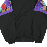 Mens Black Floral Pattern Zip Jacket M Polyester Blend Track Casual Style