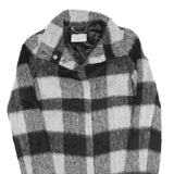 MARELLA Womens Black & Grey Check Wool Blend Coat Jacket UK 12 Button Closure