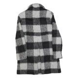 MARELLA Womens Black & Grey Check Wool Blend Coat Jacket UK 12 Button Closure