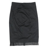 BURBERRY Womens Black Pencil Knee Length Cotton Blend Skirt UK 8 Elegant Classic