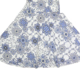 MAX MARA Womens White & Blue Fit & Flare Cotton Blend Dress Sleeveless Midi M