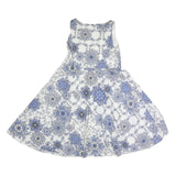 MAX MARA Womens White & Blue Fit & Flare Cotton Blend Dress Sleeveless Midi M