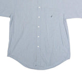 NAUTICA Mens Blue & White Check Shirt M Button Down Collar Short Sleeve Casual
