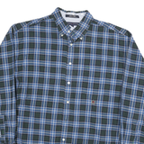 TOMMY HILFIGER Mens Blue Green Check Shirt XL Classic Button Down Collar Casual