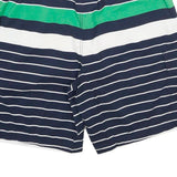 TOMMY HILFIGER Mens Shorts Navy Blue Green Striped L W32 Swimwear Drawstring