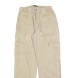 FASHION NOVA Womens Beige Relaxed Cargo Trousers W30 L32 Cotton Blend Zip
