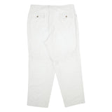 Mens White Regular Fit Cotton Blend Trousers W38 L34 Casual Zip Closure
