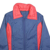 Womens Blue & Red Plain Zip Jacket M Polyester Blend Casual Outerwear