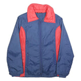 Womens Blue & Red Plain Zip Jacket M Polyester Blend Casual Outerwear