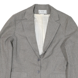 PHM Womens Grey Check Blazer Jacket UK 14 Polyester Blend Button Closure Classic