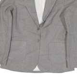 PHM Womens Grey Check Blazer Jacket UK 14 Polyester Blend Button Closure Classic