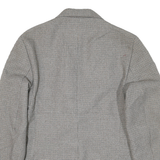 PHM Womens Grey Check Blazer Jacket UK 14 Polyester Blend Button Closure Classic