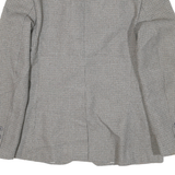 PHM Womens Grey Check Blazer Jacket UK 14 Polyester Blend Button Closure Classic