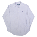 RALPH LAUREN Mens Blue Check Shirt M Cotton Blend Long Sleeve Classic Fit