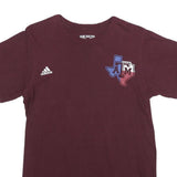ADIDAS Mens Maroon Texas AM Graphic T-Shirt S Short Sleeve Crew Neck SEC Print