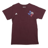 ADIDAS Mens Maroon Texas AM Graphic T-Shirt S Short Sleeve Crew Neck SEC Print