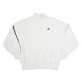 ADIDAS Mens White Pullover Sweatshirt M Cotton High Neck Logo 3 Stripes