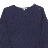 WHISTLES Womens Navy Blue Printed Blouse Long Sleeve Round Neck UK 10 Elegant