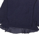 WHISTLES Womens Navy Blue Printed Blouse Long Sleeve Round Neck UK 10 Elegant