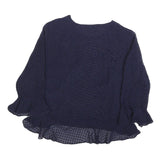 WHISTLES Womens Navy Blue Printed Blouse Long Sleeve Round Neck UK 10 Elegant