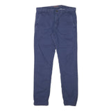TOMMY HILFIGER Mens Cotton Blend Blue Slim Straight Trousers W32 L30 Classic Zip