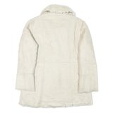 MIXIT Womens Cream Suede Button Jacket M Suede Plain Winter Outerwear