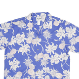 P&W Mens Blue White Floral Button Jacket XL Cotton Hawaiian Print Summer